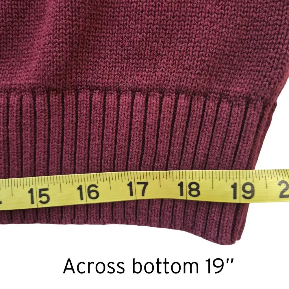 St. John's Bay Quarter Zip 100% Cotton Heavy Knit Sweater Maroon Red Size XL